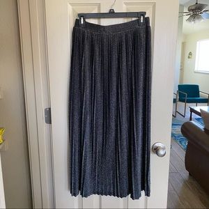 NWT Black/Gray Sparkle Pleated Maxi Skirt